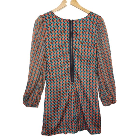 Love Fire Blue and Orange Geometric Print Sheath Dress Small Retro Mod Gypsy - Picture 4 of 8